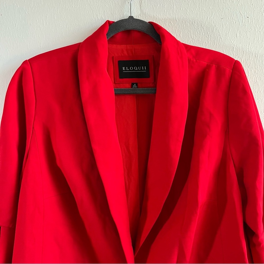 Eloquii Blazer Red Single Button Bell Split Sleev… - image 3